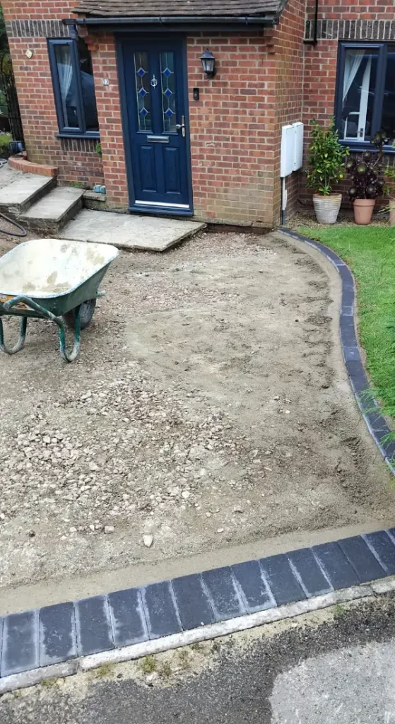 Removed pathway leading to the door